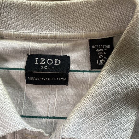 Izod Mens Shirt Short Sleeve Polo Size XXL Gray Striped 100% Cotton - Picture 3 of 7